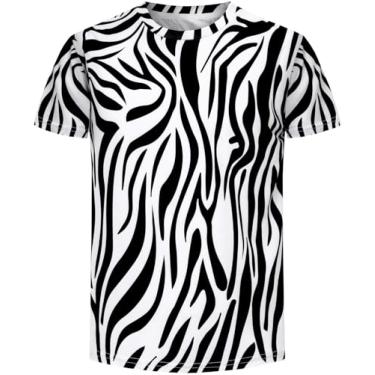 Imagem de COSLAND Camiseta infantil com estampa animal para meninos, pequena e grande, Zebra, G