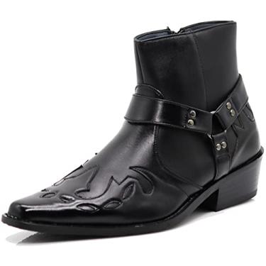 Imagem de Enzo Romeo WT11 Bota masculina Western Cowboy para motociclista, Preto (14), 39