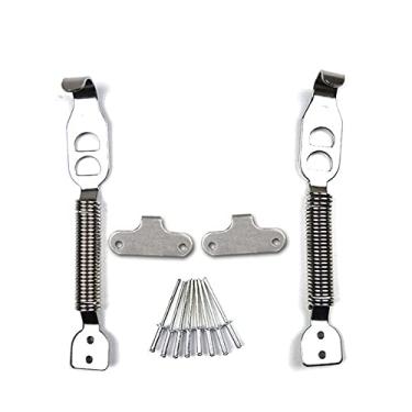 Imagem de Zcargel Gancho universal de mola para porta-malas, 2 peças de aço inoxidável capô de carro com fecho de trava, kit de trava de carro, clipes de mola, painel de afinação, kit de estilo de corrida de