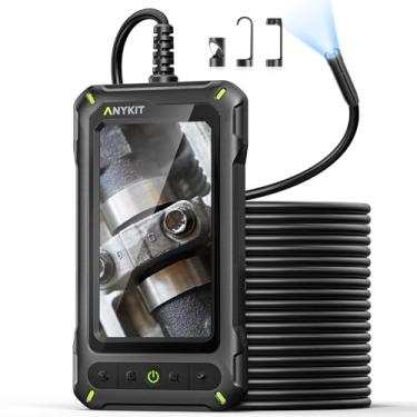 Imagem de Câmera de inspeção de boroscópio com luz, câmera de endoscópio industrial com tela HD de 4,3 polegadas, câmera de cobra digital à prova d'água, escopo de furo de cabo semirrígido de 16,4 pés para tubo