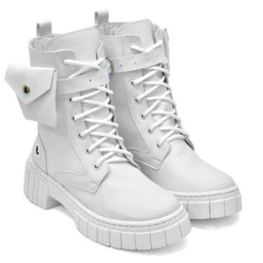 Imagem de Coturno Feminino Bota Cano Alto Uma Bag Bolsinha Removivel-Feminino