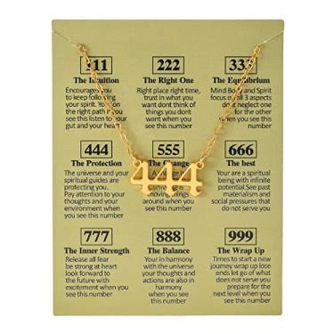 Imagem de COLORFUL BLING Colar com número de anjo 111 222 333 444 555 666 777 888 999 colar com pingente de número da sorte gargantilha numerologia joias amizade dia dos namorados,