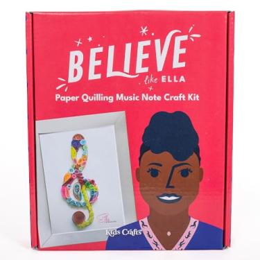 Imagem de Kids Crafts: Believe Like Ella Paper Quilling Music Note Craft Kit - w/ 6x8 Frame, DIY Trailblazer Women Inspired Arts & Crafts, LeadHER, Ages 7+