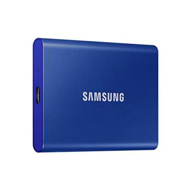 Imagem de SAMSUNG SSD portátil T7, unidade de estado sólido externa de 500 GB, velocidades de até 1.050 MB/s, USB 3.2 geração 2, armazenamento confiável para jogos, estudantes, profissionais, MU-PC500H/AM, azul