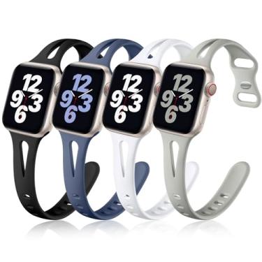 Imagem de Getino Pulseira esportiva feminina compatível com Apple Watch Ultra séries 10, 9, 8, 7, 6, 5, 4, 3, 2 e 1 de 42 mm, 44 mm, 45 mm, 46 mm e 49 mm, preto/branco/cinza seixo / azul cinza
