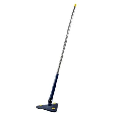 Imagem de Mop Esfregão Rodo Magico Triangular Seco e Úmido Ajustável Giratório de 360 Graus Torção Profissional Multiuso De Microfibra Com Cabo Longo Para Limpeza Teto, Janela E Rodapé UTILY