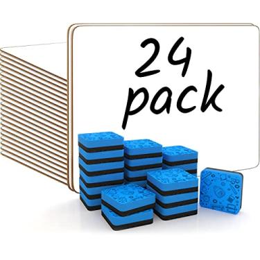 Imagem de Conjunto de 24 quadros brancos pequenos apagáveis a seco, pacote para sala de aula, mini quadros brancos 23 x 30 cm, quadros brancos pessoais dupla face para estudantes, professores, material escolar,