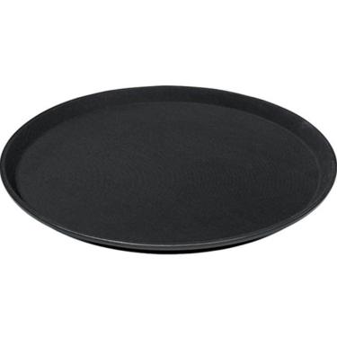 Imagem de Bandeja Antiderrapante Preta Redonda 35cm para Garçom Garçon
