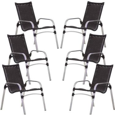 Imagem de Kit 6 Cadeiras Emily em Alumínio e Fibra Sintética Trama