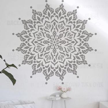 Imagem de 120 cm enorme mandala gigante teto indiano árabe étnico estêncil mandala estêncil tinta grande molde de piso reutilizável azulejo nicho parede móveis modelos para padrões para decoração de molduras