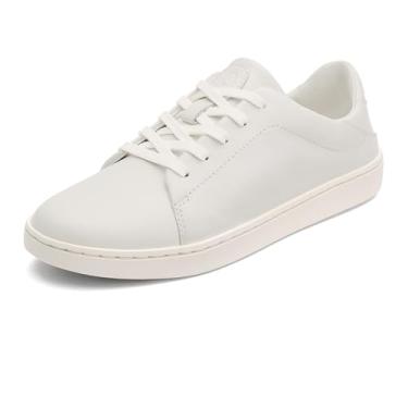 Imagem de OLUKAI Pehuea Li 'ILI Tênis feminino de couro, casual para o dia a dia com salto solto, sola de borracha que não deixa marcas, ajuste confortável o dia todo, Branco brilhante/branco brilhante, 37