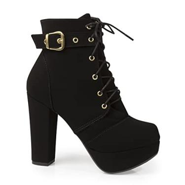 Imagem de Bota Coturno Modarpe Meia Pata Salto Grosso Feminina C1 Cor:Preto;Tamanho:38