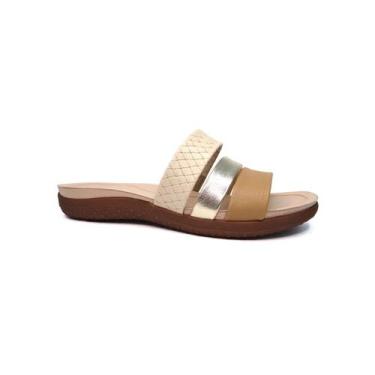 Imagem de Chinelo Modare Rasteira Conforto 7125.200 Creme/Tan/Dourado