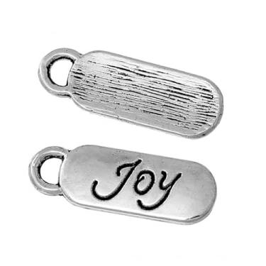 Imagem de Fire Phoenix Designs Atacado Joy Charms 20 mm retangular mensagem inspiradora pingentes para brincos colar pulseira fabricação de joias (50), Zinco, Sem Pedra Preciosa