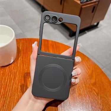 Imagem de Capa para Samsung Galaxy Z Flip 5 4 3 Soft 2 em 1 Combo Back Cover com película protetora de câmera, preta, para Galaxy Z Flip3