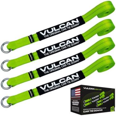 Imagem de VULCAN Conjunto de amarração para aro de carro exótico – 5 cm x 354 cm – 4 alças – alta visibilidade – carga de trabalho segura de 1,5 kg