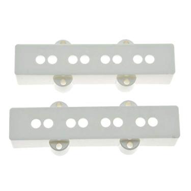 Imagem de KAISH Conjunto de 2 capas de captador de baixo branco para pescoço/ponte para 4 cordas Jazz J Bass