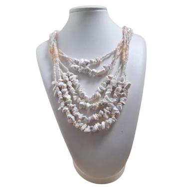 Imagem de Caminho Para Meditação, Colar Cascalho Howlita Bege Pedras Naturais Regulável