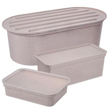 Imagem de Kit 3 peças - Porta Pão com Migalheira, Porta Torradas/Biscoitos e Porta frios Tear