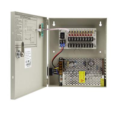 Imagem de Xenocam Amper de porta de 8 canais 12 V CC 5 Amp com fusível PTC distribuído caixa de fonte de alimentação para sistema de segurança CCTV DVR e câmera ou câmeras