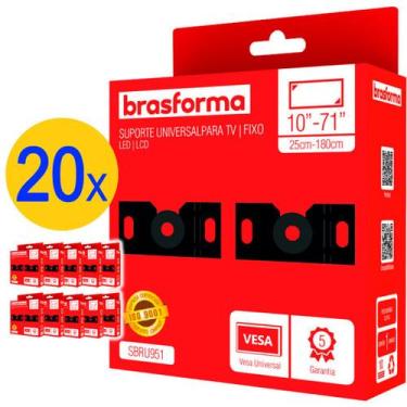 Imagem de Kit 20 Suportes para TV Universal até 40kg - BRU951 - Brasforma