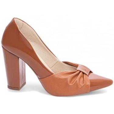 Imagem de Scarpin Feminino Sapato Salto Alto Grosso Bico Fino Laço 9cm Torricell