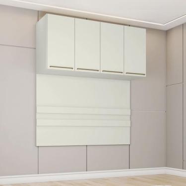 Imagem de Armário Aéreo para Quarto Ponte Seletto 4 Portas Areia - Henn, Cinza, 
