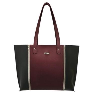 Imagem de Bolsa Duo material ecológico 277-R Raffai Couros, Marsala, Preto