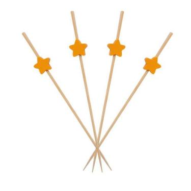 Imagem de Espetinho Palito Estrela Amarela 12 Cm Decoração Drink Festa - Orienta
