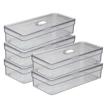 Imagem de Jogo 5 Organizadores Retangular C/ Tela Para Guardar Alimentos - PLAST