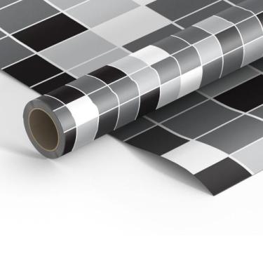 Imagem de Papel de Parede Pastilha Cozinha Banheiro Cinza 12m - Colaí