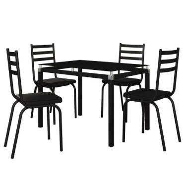 Imagem de Jogo de Mesa Malva 107cm e 4 Cadeiras 118 Preto - Artefamol, Preto, 46