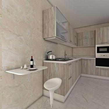 Imagem de Mesa De Parede Dobrável-90c X 41l BRANCO Prateleiras P/COZINHA COM CAN