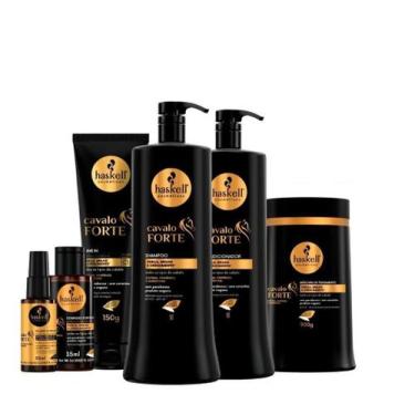 Imagem de Kit Haskell Cavalo Forte Sh Cond Máscara 1 Litro 6 Itens Completo