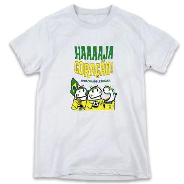 Imagem de 1 Camiseta Brasil Copa Bonequinho Flork Haja Coração Camisas Divertida