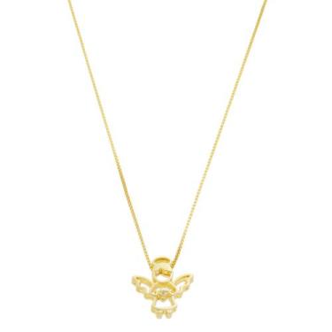 Imagem de Gargantilha Pingente Filho(a) Anjo Folheado a Ouro 18k - Crislu