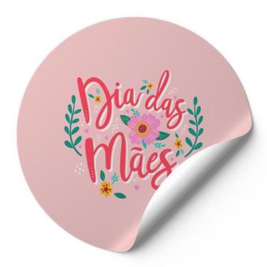 Imagem de 120 Etiquetas Auto Colante Adesivos Redondos Dias Das Mães Fundo Rosa 