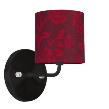 Imagem de Arandela Preta De Cupula Cilíndrica Floral Vermelho - MARRYLUZ