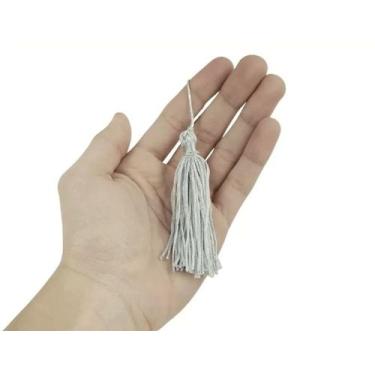 Imagem de Pingente de Seda Tassel Franja Cinza Claro 7cm (10 Un) - Redelease
