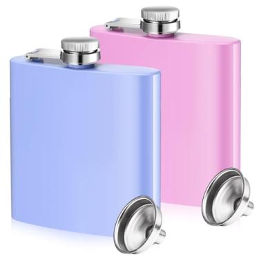 Imagem de Meanplan Pacote com 2 frascos femininos de quadril para licor fosco com funil bolso de uísque de aço inoxidável à prova de vazamento para bebida alcoólica, vinho, presente de casamento no dia dos