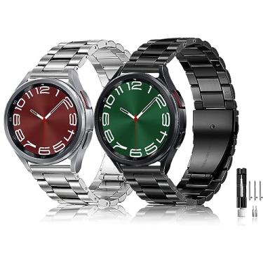 Imagem de Olytop Galaxy Watch 4/6 Classic 47/46/43/42 mm e pulseiras de relógio 4/5/6 de 44 mm e 40 mm, pulseiras Galaxy Watch 5 Pro 45 mm, pulseira de metal de 20 mm de aço inoxidável para Samsung Galaxy Watch 6/5/4/3 de 41 m/Active 2, pacote com 2