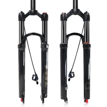 Imagem de ZTZ 26 garfos de suspensão MTB para viagem 120 mm, tubo reto 1-1/8, garfos de mountain bike de tubo afunilado (bloqueio manual - bloqueio remoto) (bloqueio remoto reto, 66 cm)