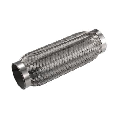 Imagem de X AUTOHAUX 50 x 205 mm Tubo flexível de escapamento de carro universal Junta flexível de aço inoxidável prateado