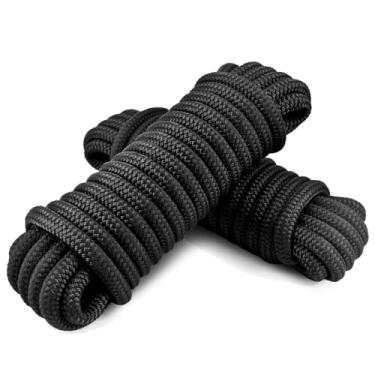 Imagem de TetherTite Linha de doca de 1,5 cm x 6,5 cm, linha de doca de nylon trançado duplo de nível marítimo com ilhós de 38.1 cm, linha de amarração de corda de ancoragem de barco pré-encolhida e