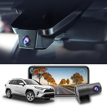Imagem de FITCAMX Câmera Frontal 4K e Traseira 1080P Dash Cam Se Adapta para Toyota Rav4 2019-2021 e Rav4 Prime 2021-2024(Sem Orifício de Ventilação, Modelo A) Aparência Oem, Gravação de Loop Duplo, Wi-Fi e Apl