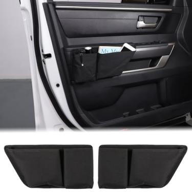 Imagem de Aunginsy Sacos de armazenamento de porta interna compatíveis com Toyota Tundra 2022-2025 caminhonete porta frontal painel lateral caixa de armazenamento organizador alça bandeja de bolso inserção luva
