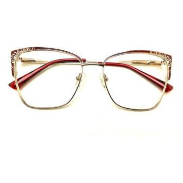 Imagem de  Armação Óculos de Grau Feminina Metal Gatinho Dudalinda - Rota Sete, 