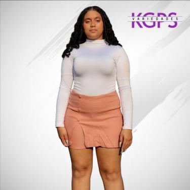 Imagem de Short Saia Com Botão e Fenda Basico Elegante Tecido Bengaline Plus Siz
