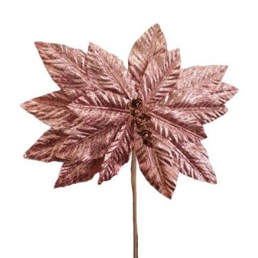 Imagem de Flor Decorativa Poinsetia Rose Gold 30cm - 1 Unidade - Cromus