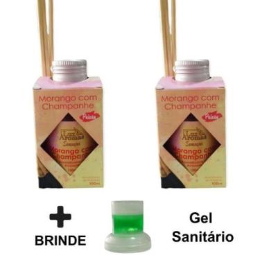 Imagem de 2 Aromatizante Ambiente Morango com Chamapnhe Odorizador Palito Difuso